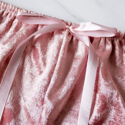 Women's Pink Velvet Cami & Shorts Sleep Set