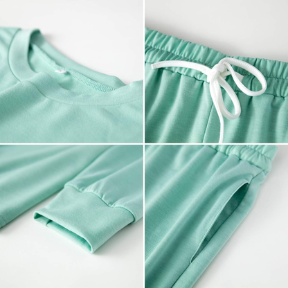 Women’s 2-Piece Sweatsuit Lounge Set – Long Sleeve Pullover & Drawstring Joggers