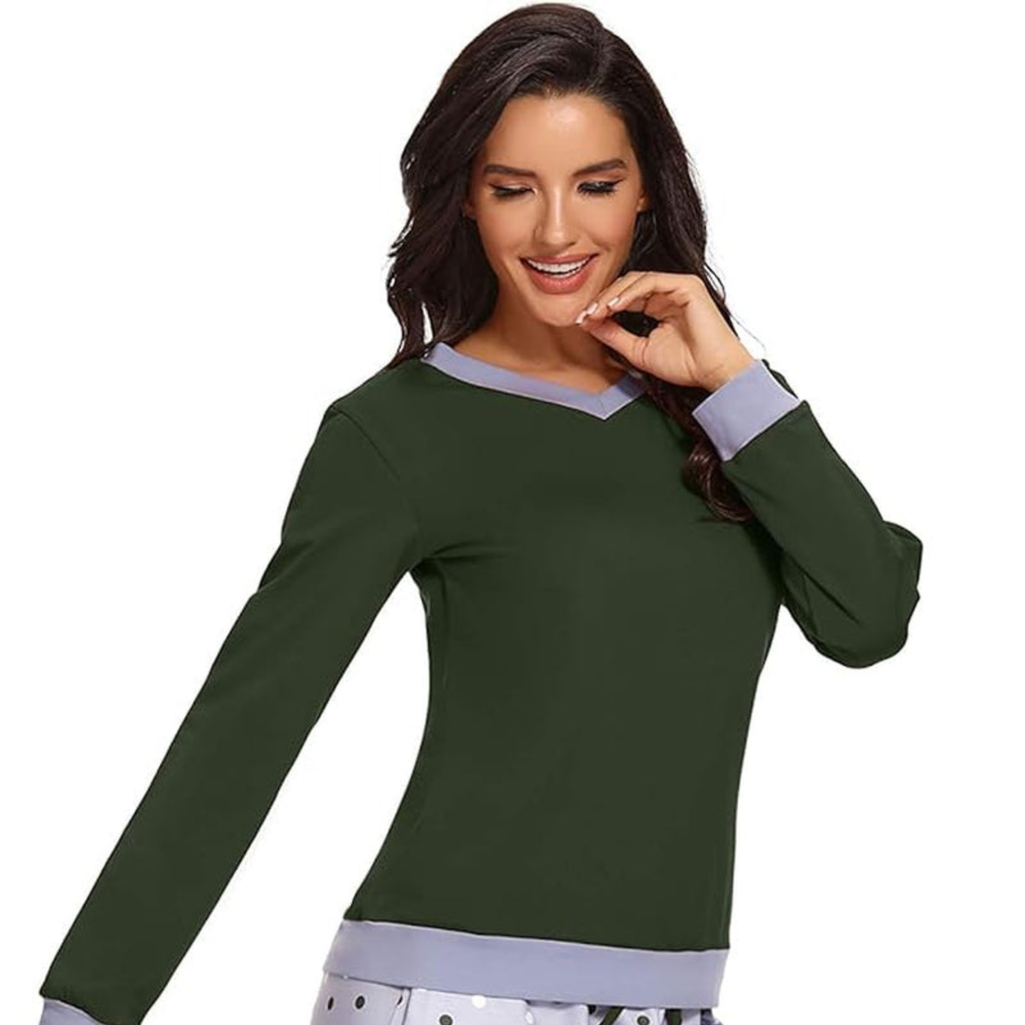 Women's Long Sleeve V-Neck Jogger Pajama Set