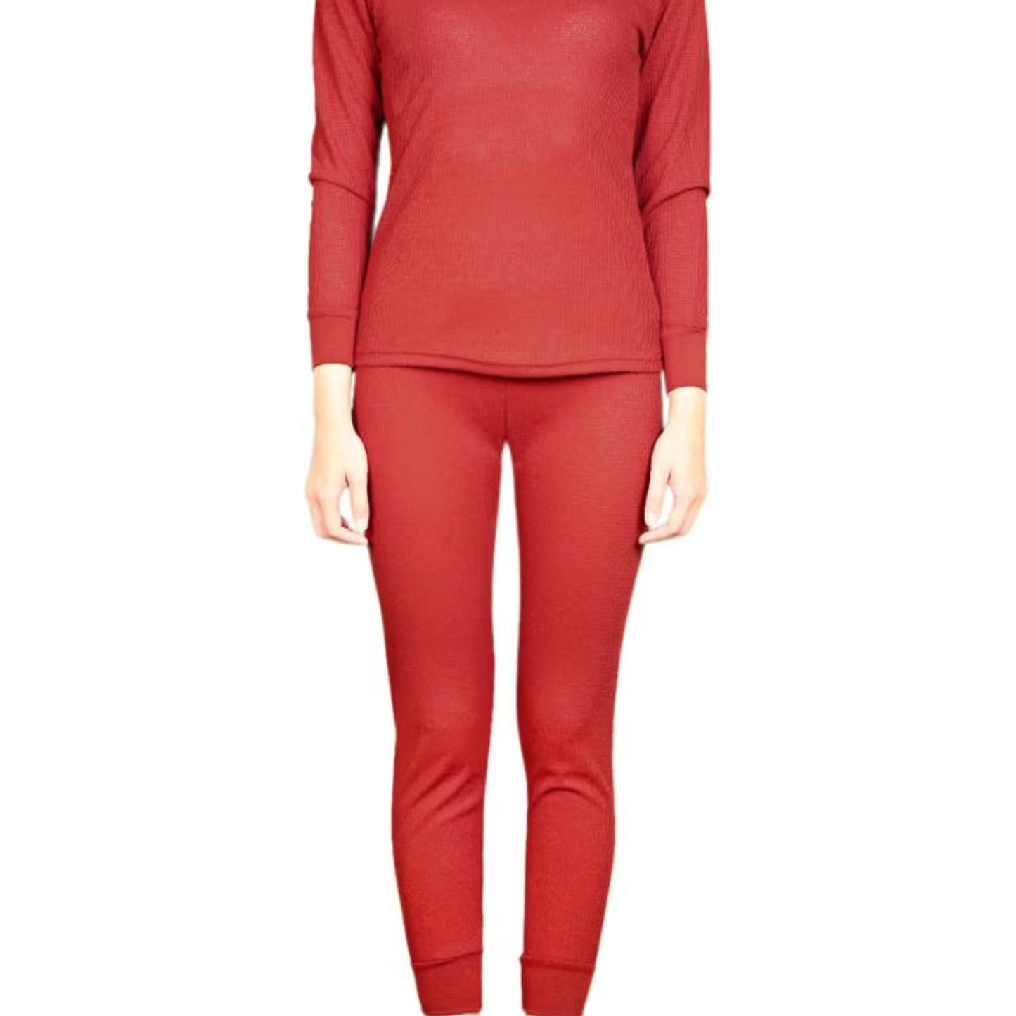Women’s Cotton Waffle Knit Thermal Set – Long Sleeve Top & Leggings