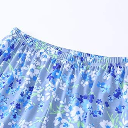 Women’s Plus Size Capri Pajama Set – Short Sleeve V-Neck Top & Floral Print Pants