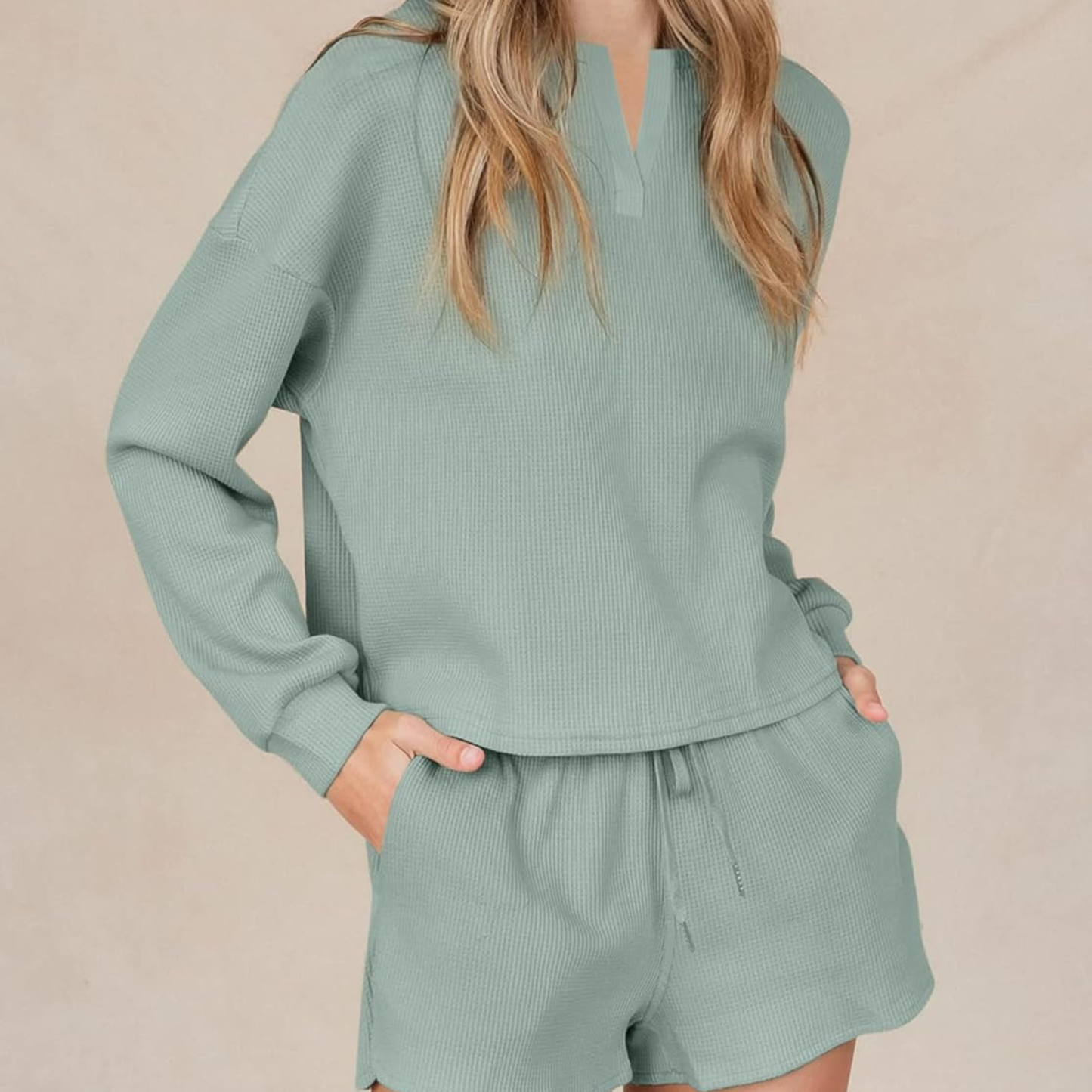 Women Waffle Lounge Sets