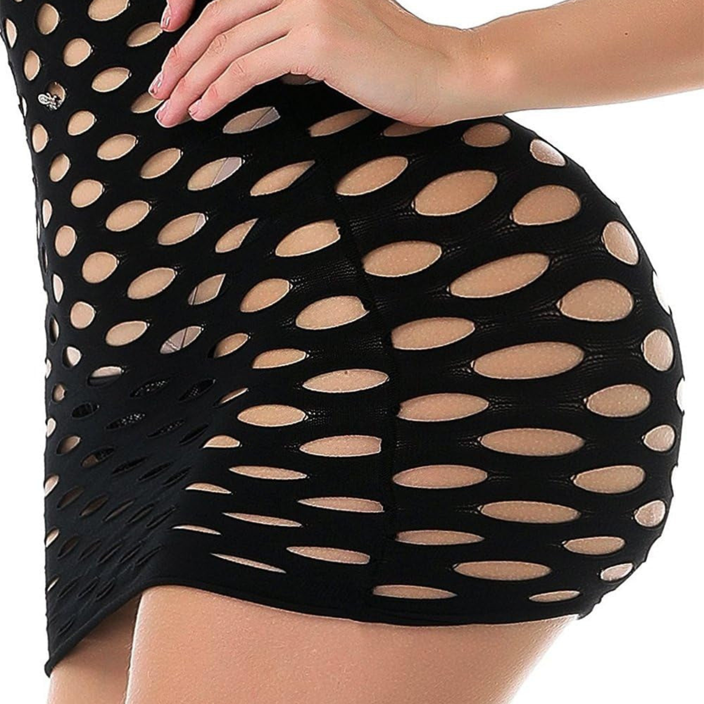Women’s Strapless Fishnet Mini Dress – Seamless Hollow Out Lingerie
