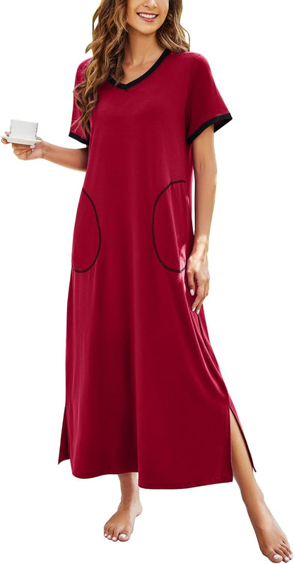 Women'S Full Length Short Sleeve Nightgown