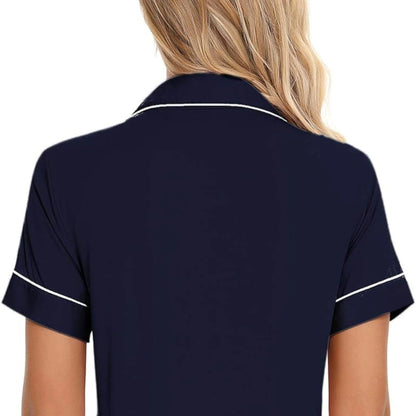 Classic Navy Viscose Lounge & Sleep Shorts Set