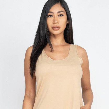 Women’s 2-Piece Lounge Set – Scoop Neck Tank Top & Mini Shorts with Pockets