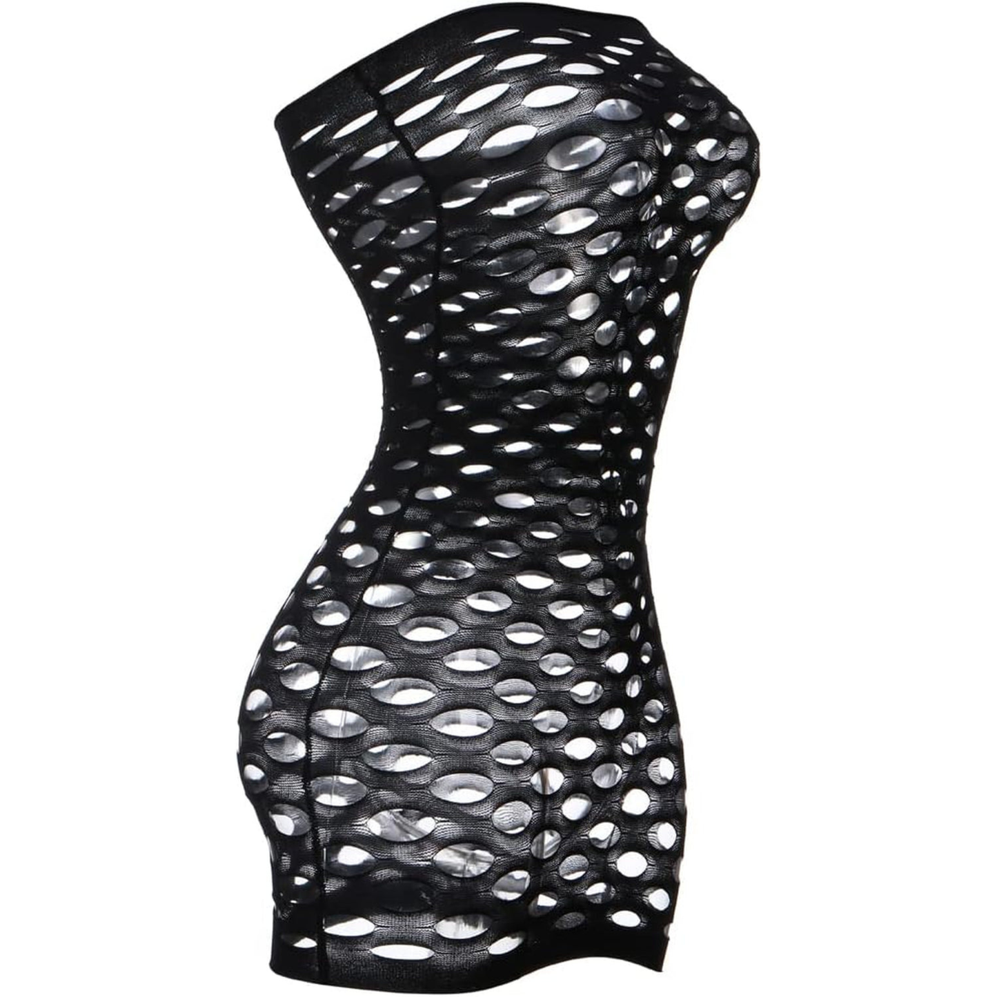 Women’s Strapless Fishnet Mini Dress – Seamless Hollow Out Lingerie