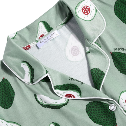 Women's Avocado Print Button-Down Pajama Set