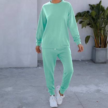 Women’s 2-Piece Sweatsuit Lounge Set – Long Sleeve Pullover & Drawstring Joggers