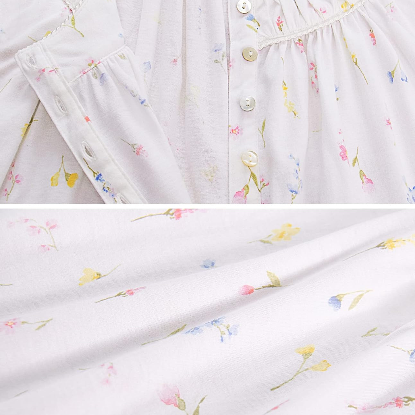 Close-up of a white fabric with floral pattern, showing texture and design details.