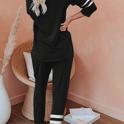 Women's 2-Piece Lounge Set – Button V-Neck Pullover & Drawstring Joggers