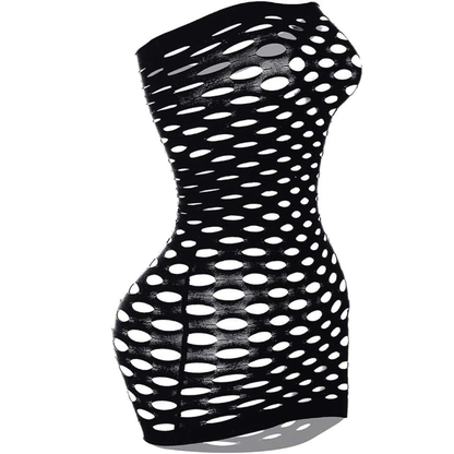 Women’s Strapless Fishnet Mini Dress – Seamless Hollow Out Lingerie