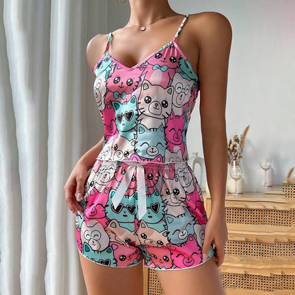 Amora Heart Print Satin Set